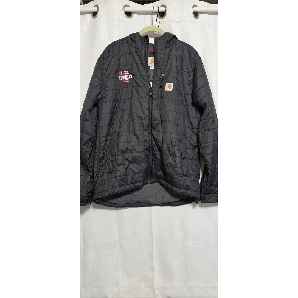 Carhartt Gilliam Hooded Jacket Mens Med Black Puffer University Detroit Jesuit